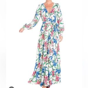 Meghan Fabulous LILYPAD MAXI DRESS Green Hibiscus SOLDOUT print NWOT.
